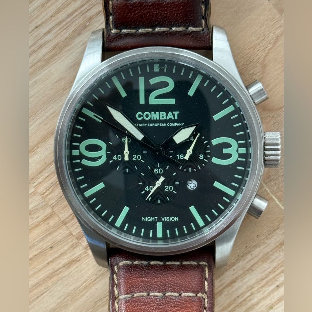 M.E.C. Military European Company Rare Combat Night Vision Chronograph Watch